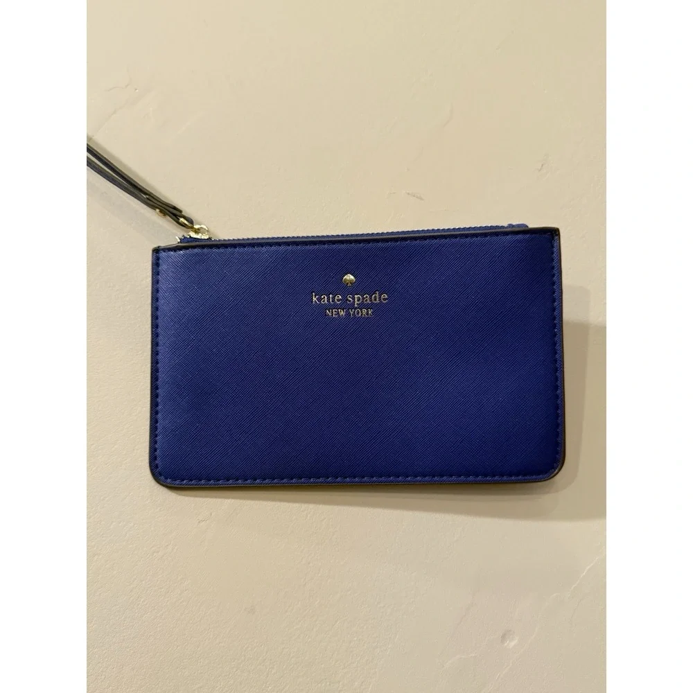 Kate Spade New York Cobalt Blue Zippered Wristlet Pouch Purse